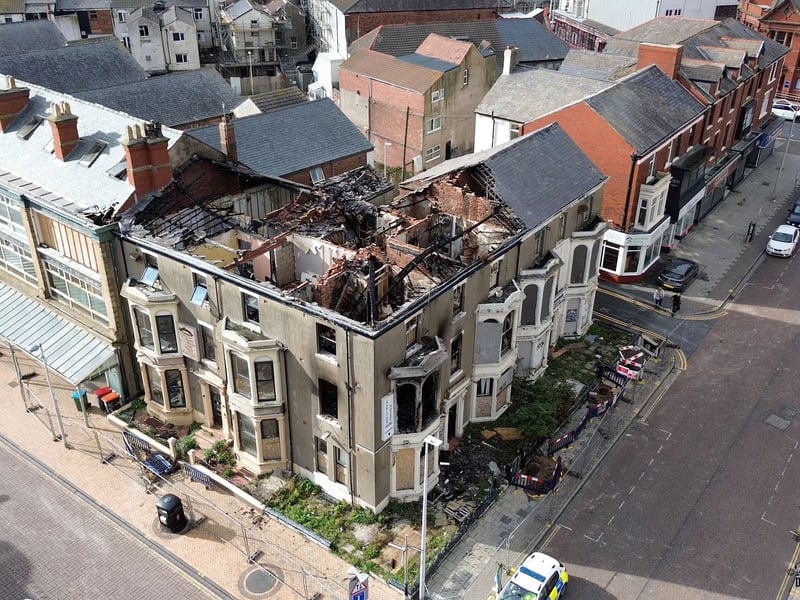 The aftermath of Saturday's blaze at Blackpool's former Carlton Hotel, near the corner of Adelaide Street and Queen Street, on Saturday (September 27)