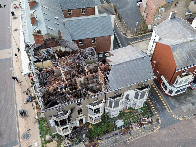 The aftermath of Saturday's blaze at Blackpool's former Carlton Hotel, near the corner of Adelaide Street and Queen Street, on Saturday (September 27)