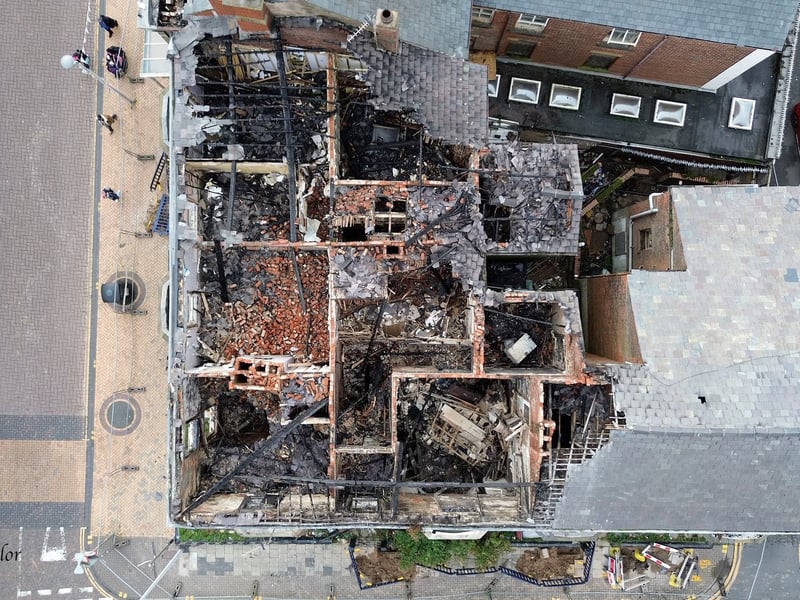 The aftermath of Saturday's blaze at Blackpool's former Carlton Hotel, near the corner of Adelaide Street and Queen Street, on Saturday (September 27)