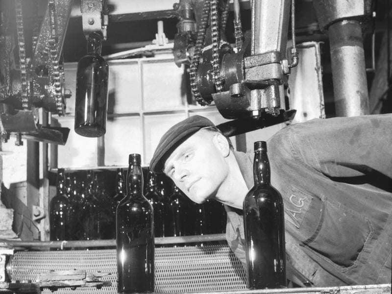 A man working in the United Glass factory in Alloa in May 1966