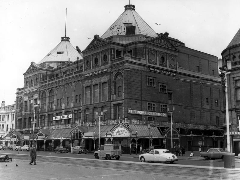 The old Palace Theatre Buildings on Blackpool seafront which were demolished in the 1960s to make way for Lewis's department store, itself restyled in the mid 1990s