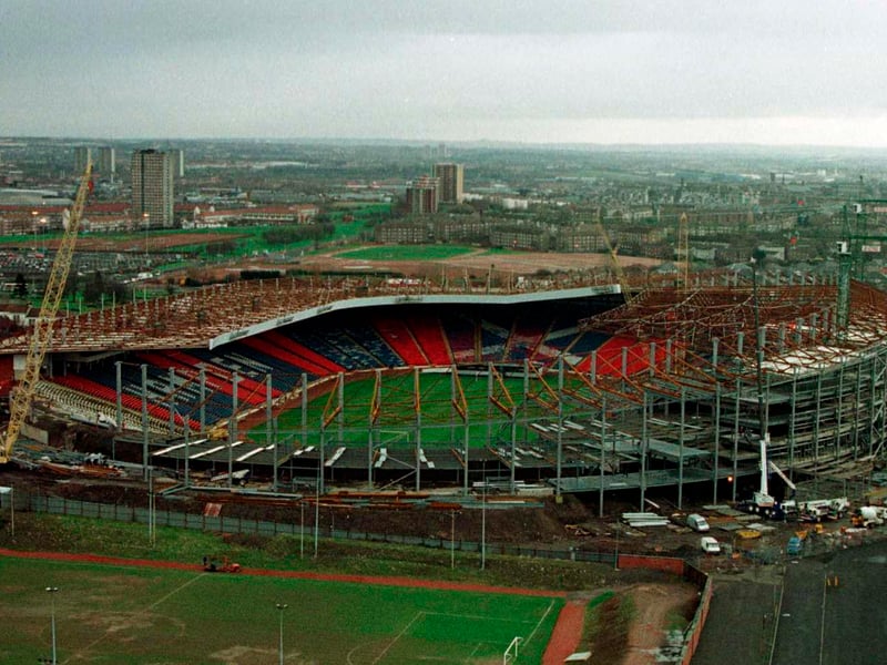 Work continues to construct Hampden's new South Stand.