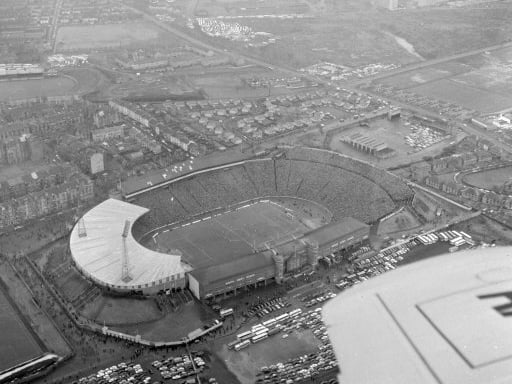 An aerial view of Hampden Park in 1968.