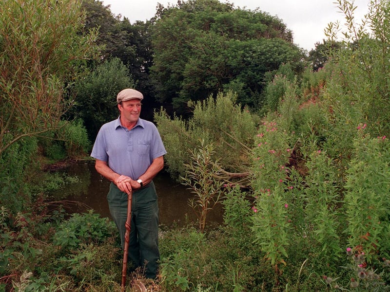 This is farmer John Hepworth who was fighting against the building of water treatment works on his land at Rolston. Pictured in July 1998.