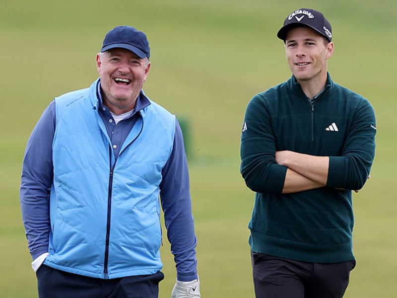 English golfer Matthew Jordan of England speaks with journalist Piers Morgan.