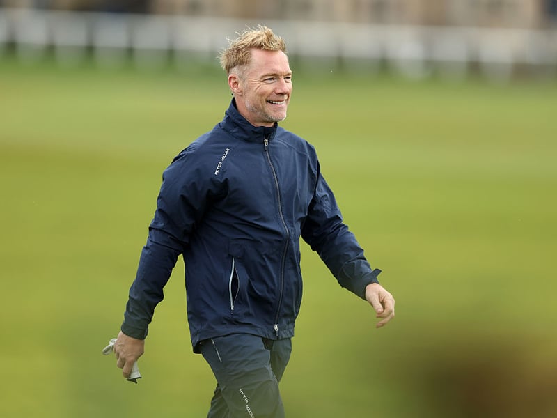 Boyzone singer Ronan Keating enjoying his practice round in St Andrews.