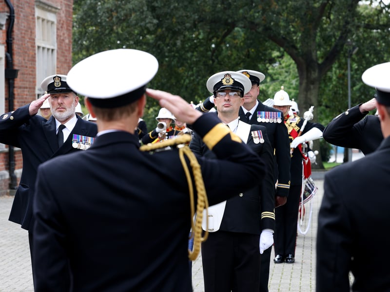 HRH Duke of Edinburgh talking the Royal salute.