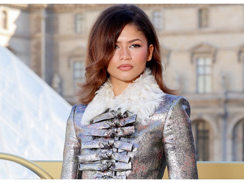 Best Dresed: Zenday simply wowed in a silver mini dress at the Louis Vuitton show during Paris Fashion Week