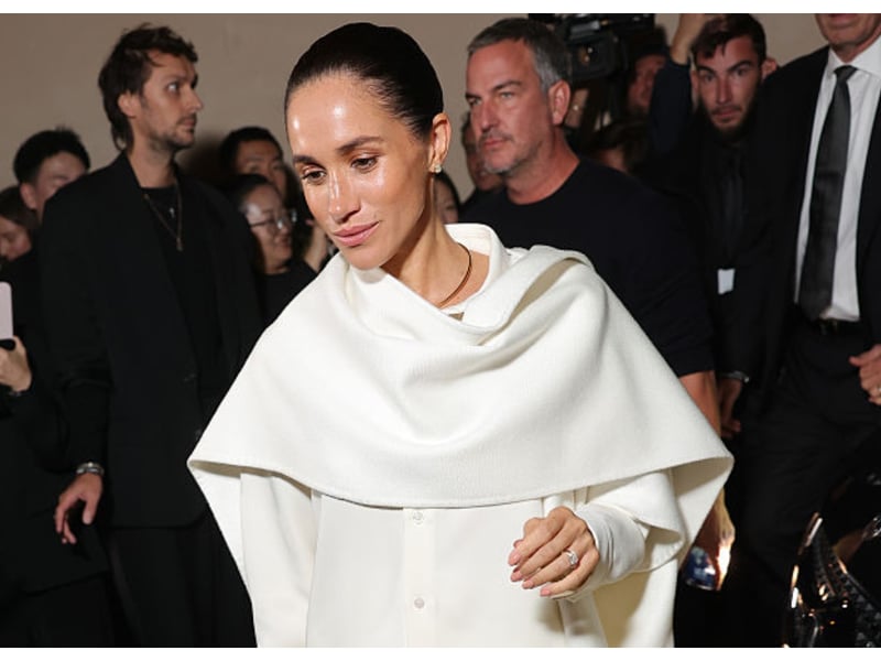 Worst Dressed: I loved Meghan, Duchess of Sussex's dewy make up but was less than impressed with her all-white cape, white shirt and wide legged trousers