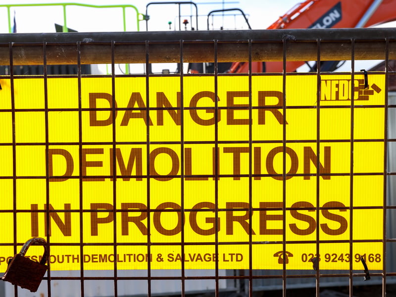 Demolition work has just begin at the former swimming pool site