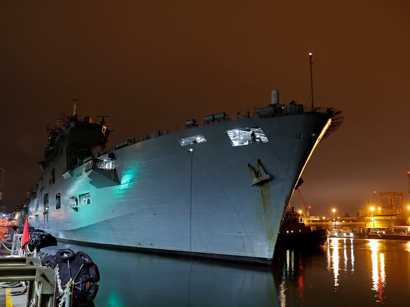 HMS Ocean returning from her final deployment in December 2017. She was the flag ship of a NATO Maritime Group on security duties in the Mediterranean region, protecting international shipping routes.
