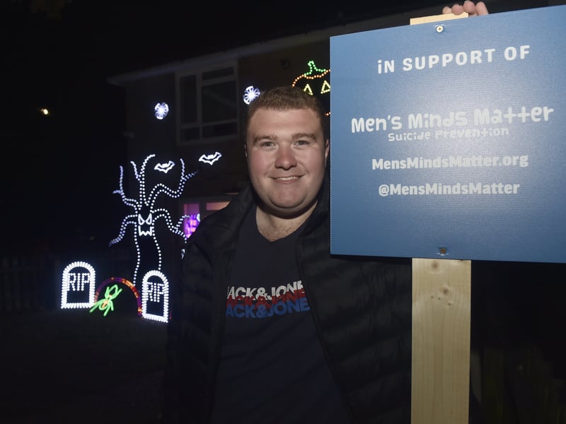 After battling his own mental health Liam McErlean (24) from Ireland Way in Waterlooville, has created a light show for Halloween whilst raising money for Men's Minds Matter charity. 


Picture: Sarah Standing (061025-1043)