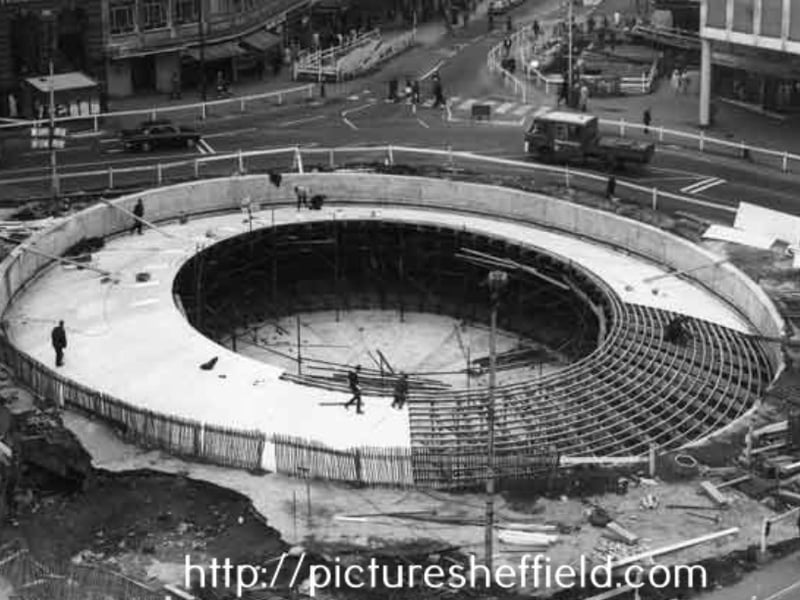 A roof was put in place over the edges of the open space below street level. Photo: Sheffield Council / Picture Sheffield