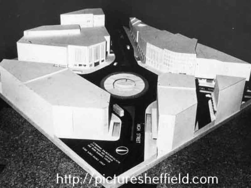 Plans were drawn up for the future of the site, many looking to base this around the growth in cars. Castle Square roundabout was to be the end of a new dual carriageway at Arundel Gate, with underground passages linking beneath for pedestrians, making it easy for them to get about. Architects created a model of their vision for the Hole in the Road, pictured here. Photo: Sheffield Council / Picture Sheffield
