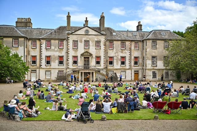 Filming took place at Newhailes in Season Four of Outlander. Newhailes House served as Governor Tyron’s home in North Carolina where Jamie discussed the offer of a land grant in exchange for service to the English Crown, and where Jamie and Claire were introduced into Wilmington society. From 2014 to 2024, there was a 6194.99 per cent increase in visitors. There were 4,831 visitors during 2014 and then 304,111 visitors in 2024.
Pictured is The Royal Scottish National Orchestra brass quintet performing in the gardens of Newhailes House to members of the public.