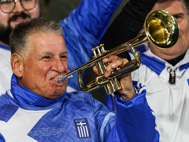 Greece fans were in a good mood ahead of kick-off at Hampden.