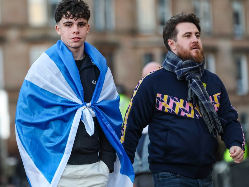 Scotland fans in the Saltire Square fan zone before the game.