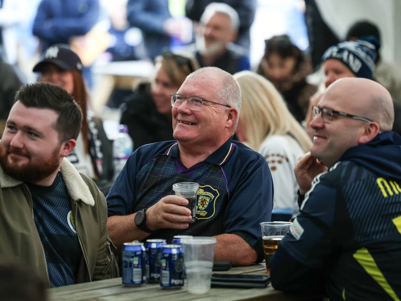 Scotland fans in the Saltire Square fan zone pre-game.