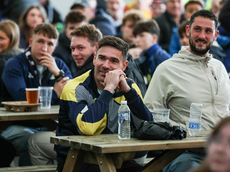 Scotland fans in Saltire Square get ready for the big kick-off.