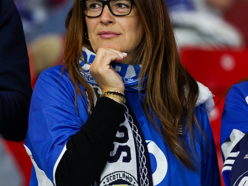 Greece supporters watch on ahead of the game at Hampden.