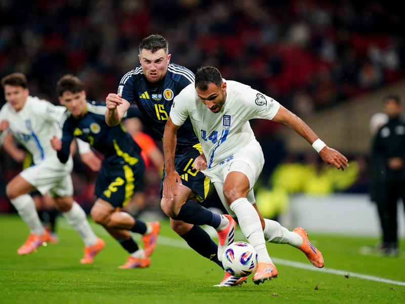 It was clear early on that Greece's rumbustious centre-forward Pavlidis fancied a physical crack at Souttar more than Hanley. The Rangers man stood up to the task and formed a nice partnership with Hanley. Was unfortunate that his block to stop a net-bound effort fell to Tsimikas to fire home the opener. 7