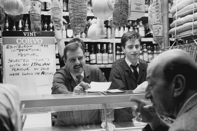 Philip Contini (left), owner of Valvona and Crolla delicatessen, in Edinburgh, in 1988.