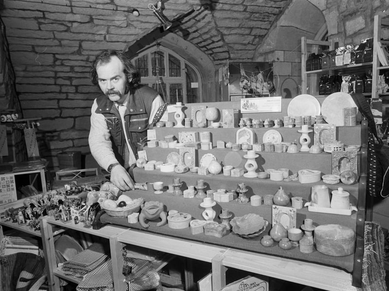 George Shand, of the One World Shop, at St John's Church, Edinburgh, in 1986