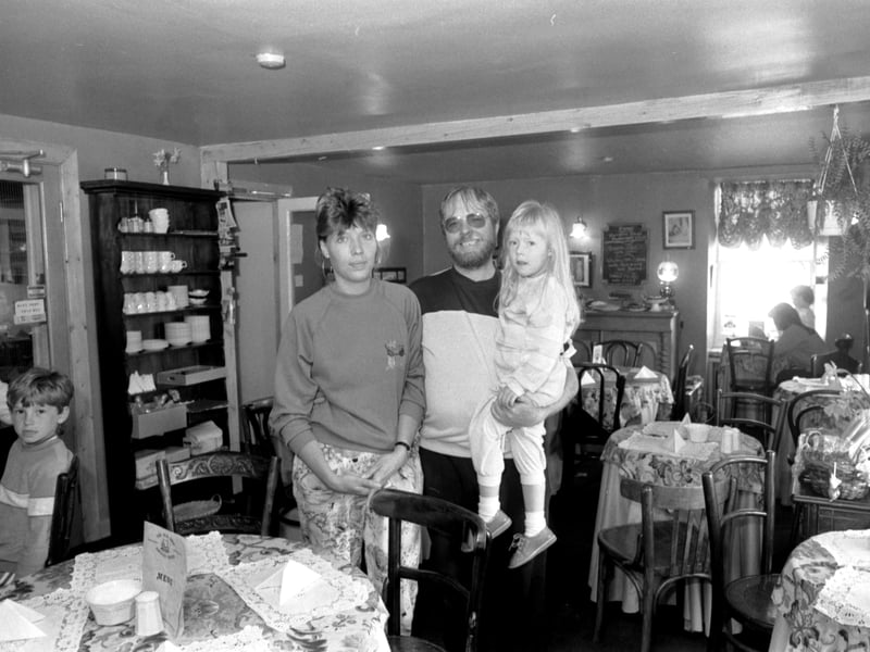 David & Tina Pettigrew and their daughter in The Old Ship gift shop and tearoom in Dunbar, in April 1988