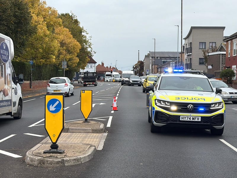 The southbound lane of Velder Avenue, in Portsmouth, has been closed due to an overturned car. 

Picture: Marcin Jedrysiak