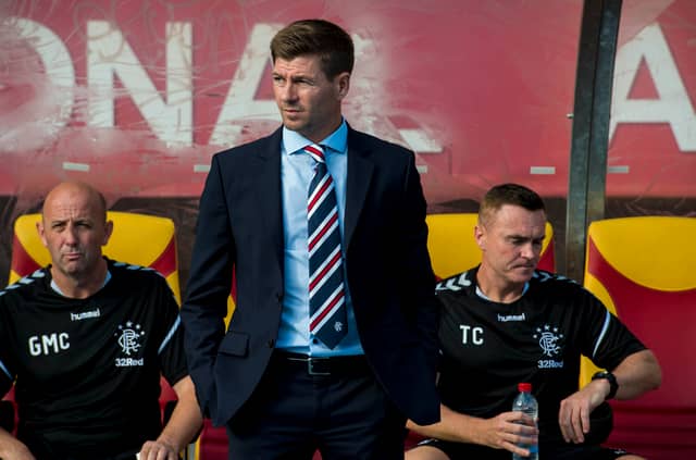 What happened to Steven Gerrard's first Rangers starting XI against Shkupi? Cr: SNS Group.