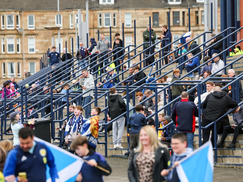 A general view of Scotland fans as they enter Hampden Park for the game against Belarus.
