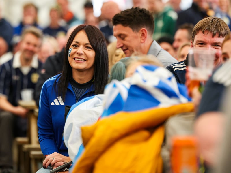 Scotland fans in the fanzone prior to kick-off against Belarus.
