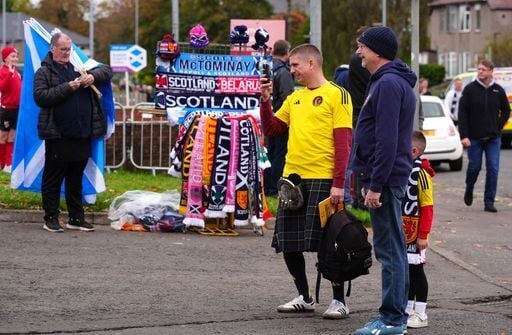 Fan outside the ground making their way into Hampden Park.