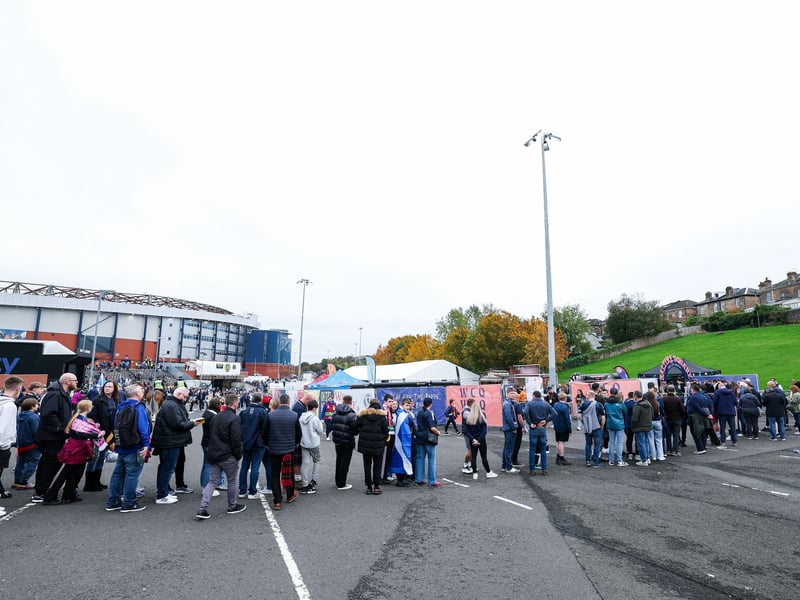 Scotland fans queue up ahead of the game.