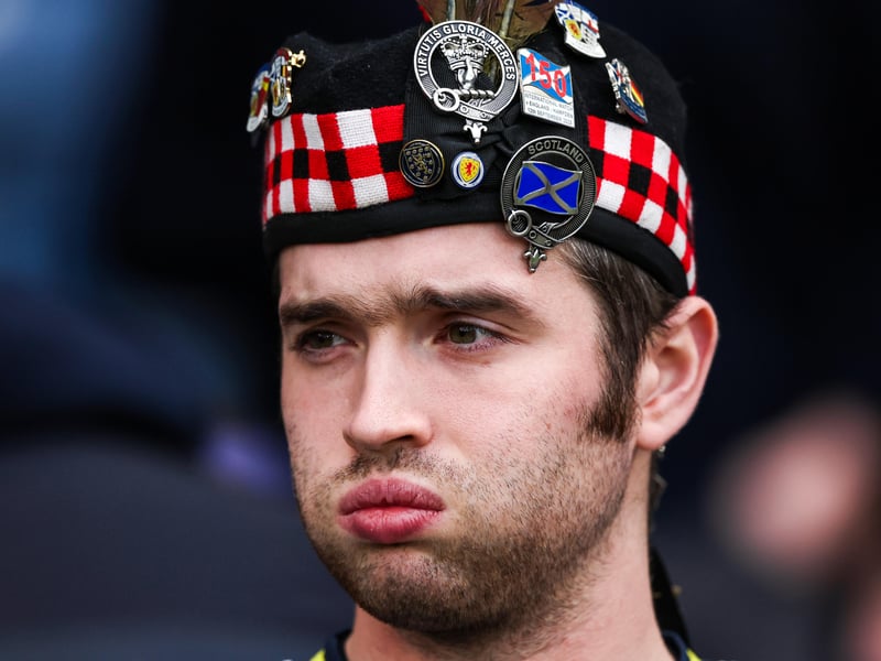 A Scotland fan watches on ahead of kick-off against Belarus.