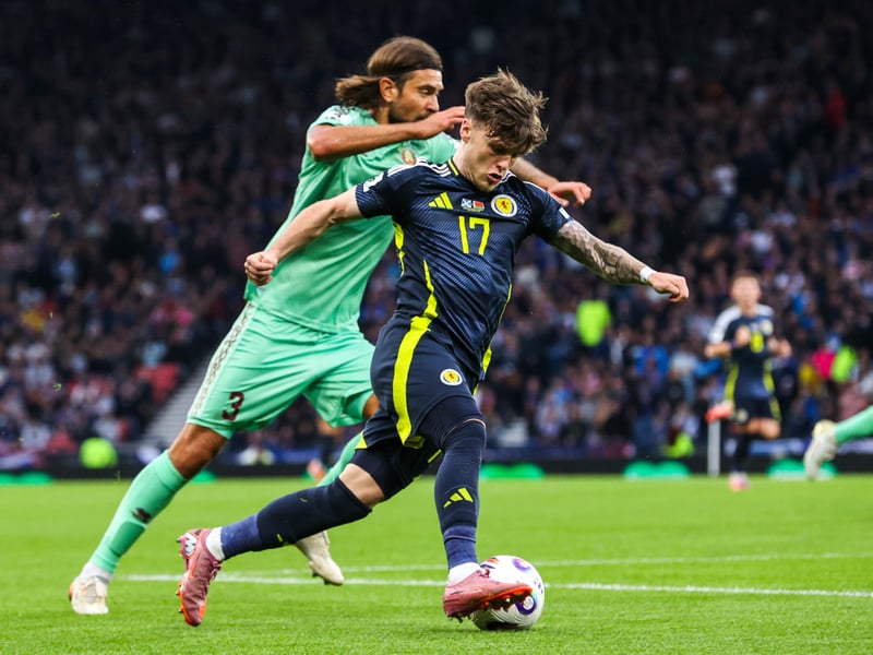 The tricky winger was asked to play on the right flank this time around. Saw plenty of the ball and had some surging runs that put Belarus under real pressure. The teenager still needs to work on his end product - but that will come in time. His one really good cross was converted by Adams - with his hand. Still Scotland's most exciting yet unpredictable player. 6