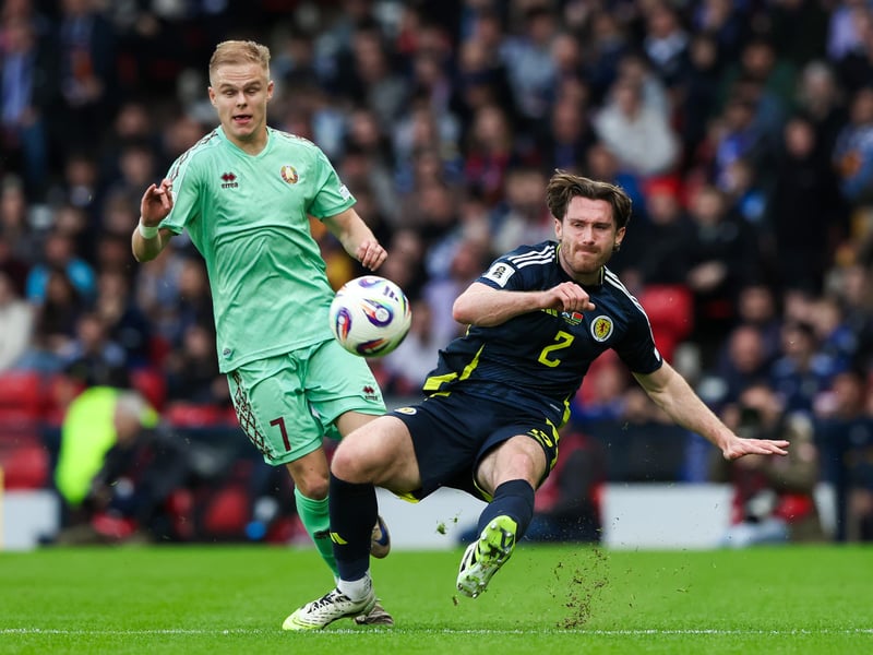 The Celtic defender came in at right-back due to Hickey's injury. He was put under early pressure by Belarus as they targeted his flank. Kept honest throughout the match and allowed Gannon-Doak to press forward ahead of him. Came off after 70 minutes for his club-mate Tierney as Scotland refreshed their defence. 6