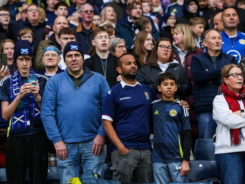 Scotland fans watch on during the game against Belarus.