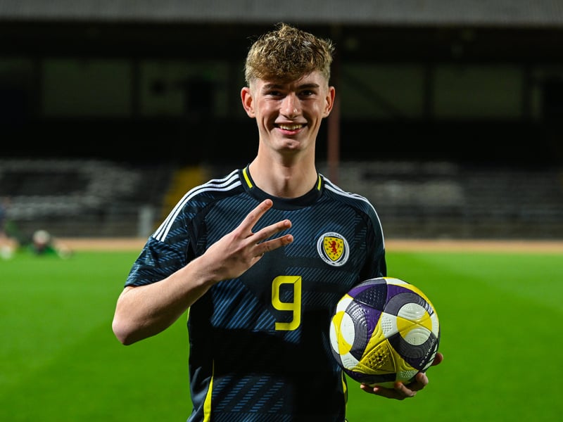 Another international hat-trick hero. Teenage striker Wilson claimed the match ball after three goals as Scotland Under-21s demolished Gibraltar 12-0 in a European Championship qualifier at Dens Park.