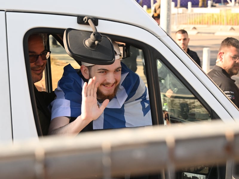 Gaza hostage Bar Kupershtein arrives at Chaim Sheba Medical Center at Tel HaShomer in Ramat Gan, Israel