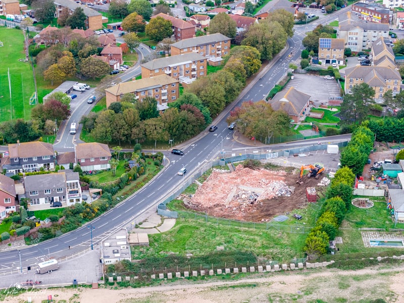 The Eastney Swimming Pool site demolition continues with the main structures all now gone