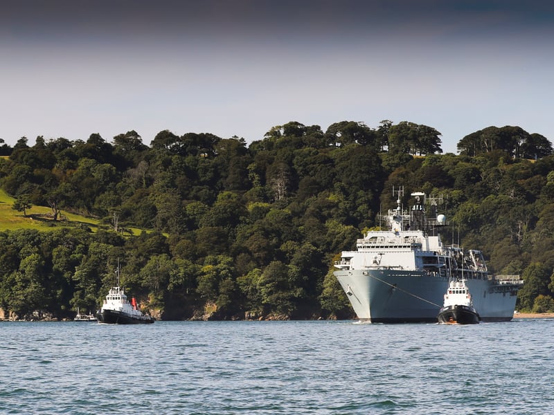 HMS Bulwark sailing from HMNB Devonport.