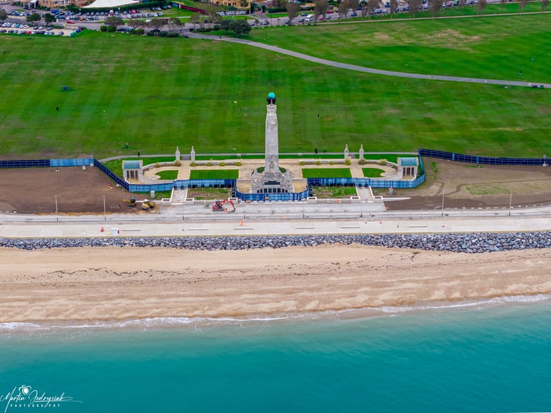 A mix of Yorkstone and granite ‘setts’ is being installed on the road in front of the Portsmouth Naval Memorial to give this section of the road a different feel in Southsea