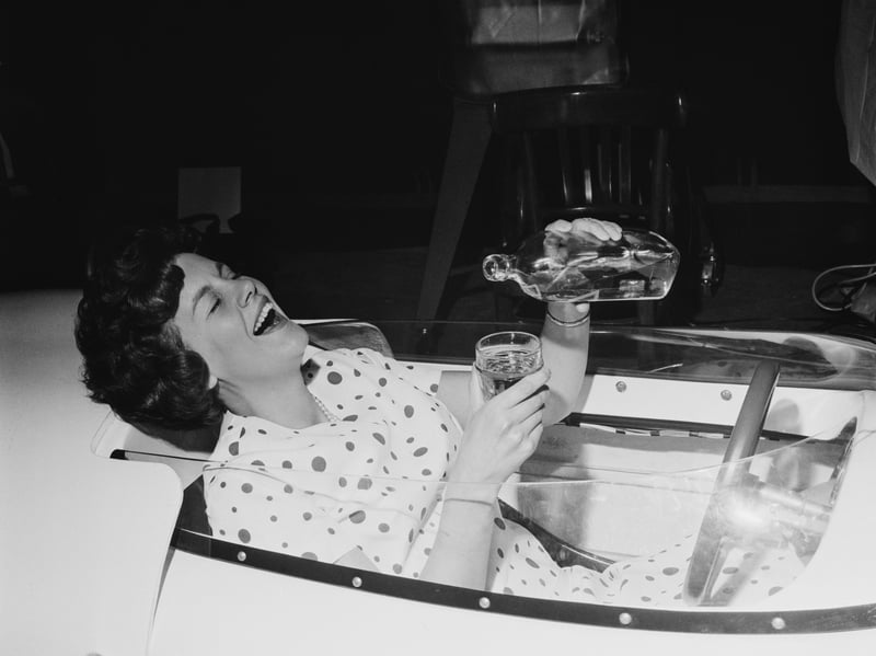 Marilyn Sumner participates in an experiment to calculate the effects of drinking alcohol and driving, in June 1967