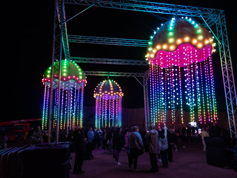 This lighting installation was created because of some amazing local schoolchildren who imagined their own versions of jellyfish!