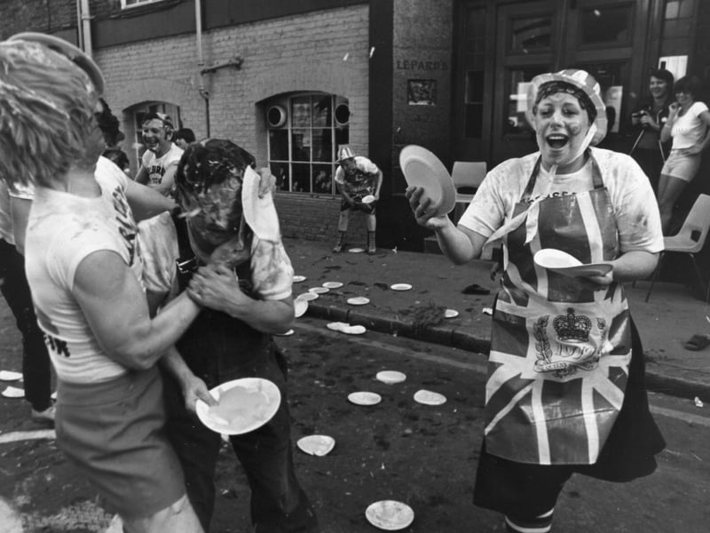 A custard pie fight involving participants from three pubs in September 1977