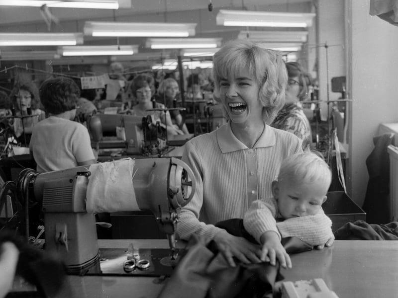 Mary Bradley solves the problem of being a working mother by bringing her son Jeffrey to work with her at a dress factory in September 1962. The Carnegie Dress factory provided a nursery for children of employees, and occasionally allowed the little ones onto the shop floor