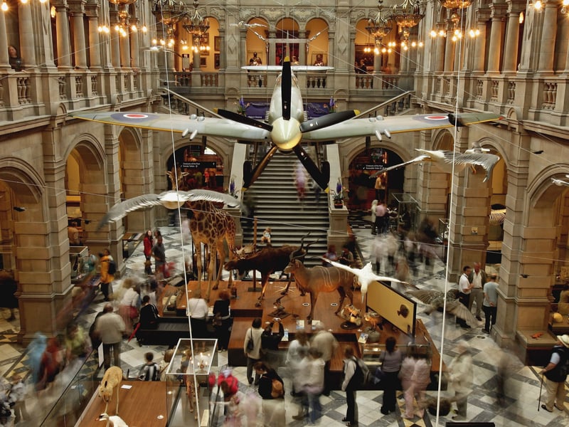Kelvingrove Art Gallery and Museum was ranked the highest by Trip Advisor. The building is located in Kelvingrove Park in the West End of the city, adjacent to Argyle Street. It is one of Scotland's most popular museums and free visitor attractions. It has received 16,029 reviews and an average of 4.7 stars.