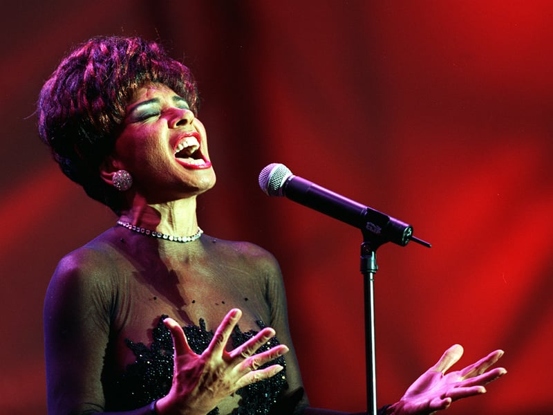 Shirley Bassey pictured during her 60th birthday concert tour at Castle Howard in July 1997
