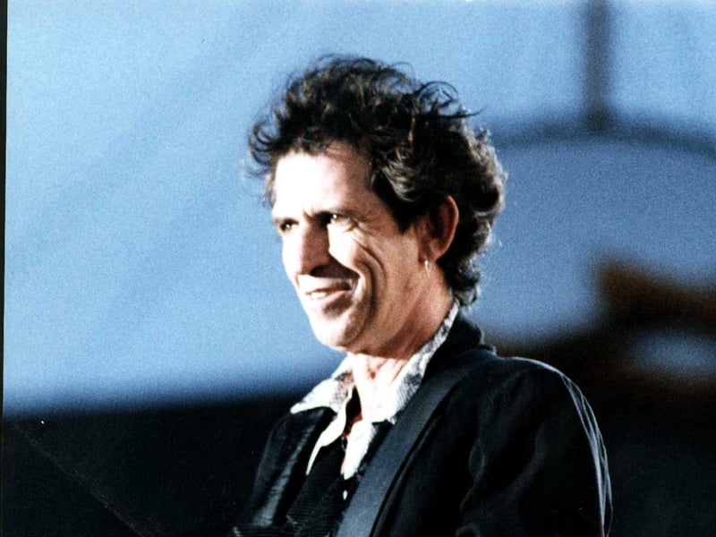 Keith Richards on stage with the Rolling Stones in Sheffield in 1999